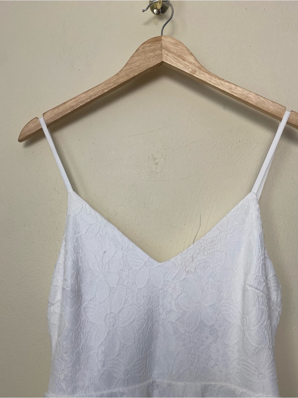 Lulus Classic White Spaghetti Adjustable Strap Lace Short  Dress in Ivory Sz S - Picture 5 of 13